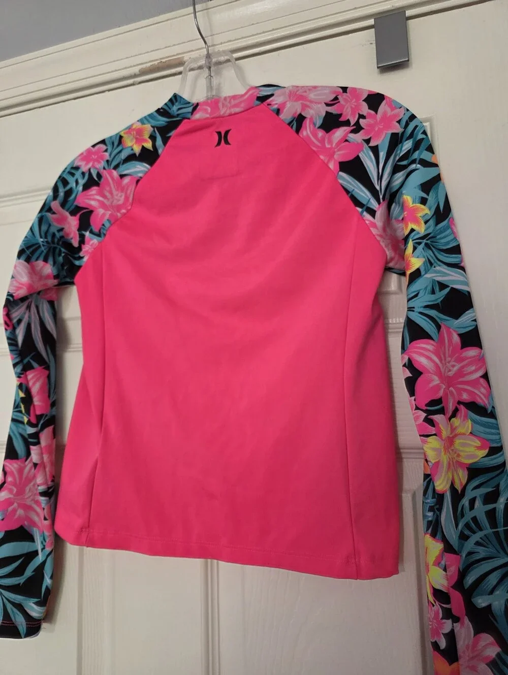 Hurley Hot Pink Floral Sleeve Rash Guard